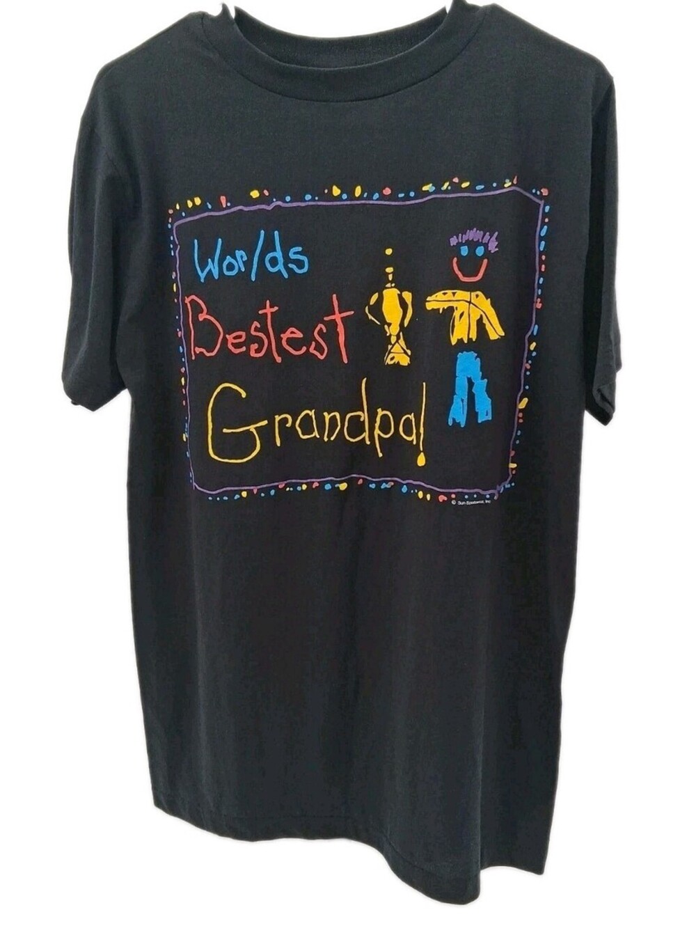 Vintage Sun Sportswear World's Best Grandpa T Shirt Mens Medium Black Usa Tee